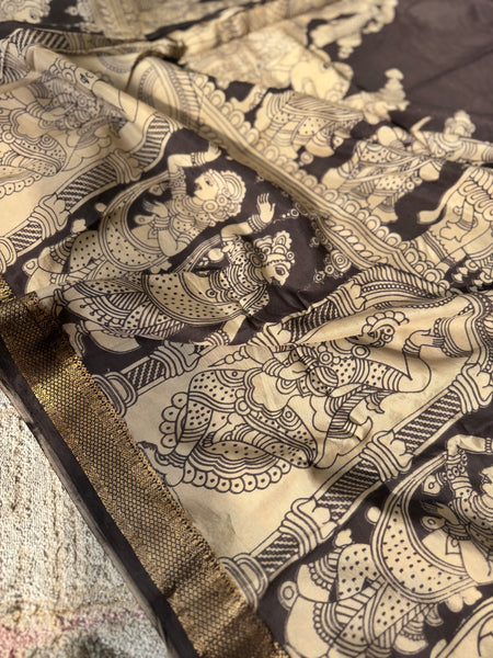 Kalamkari - Printed Bangalore Silk Zari Saree