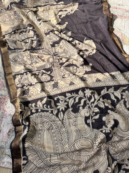 Kalamkari - Printed Bangalore Silk Zari Saree