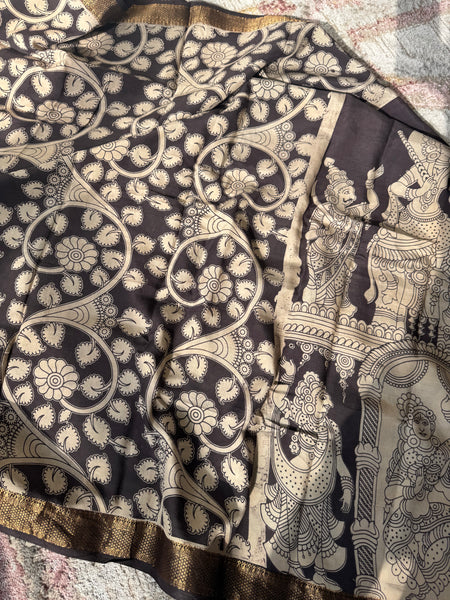 Kalamkari - Printed Bangalore Silk Zari Saree