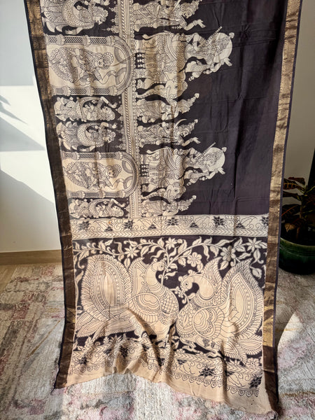 Kalamkari - Printed Bangalore Silk Zari Saree