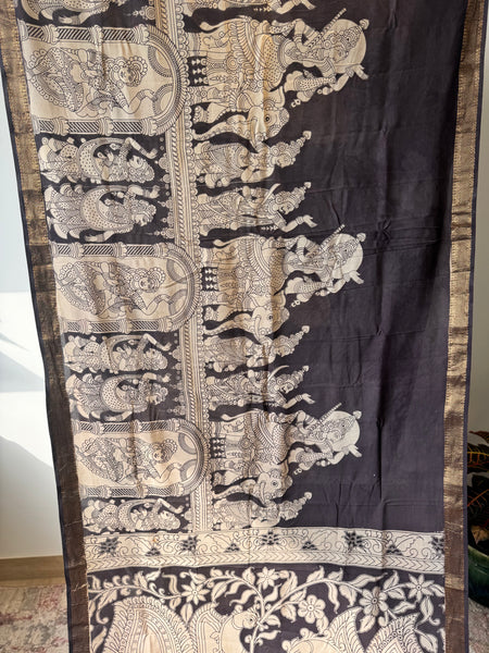 Kalamkari - Printed Bangalore Silk Zari Saree