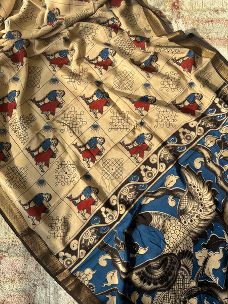 Kalamkari - Printed Bangalore Silk Zari Saree
