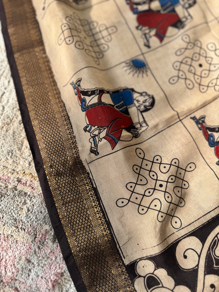 Kalamkari - Printed Bangalore Silk Zari Saree