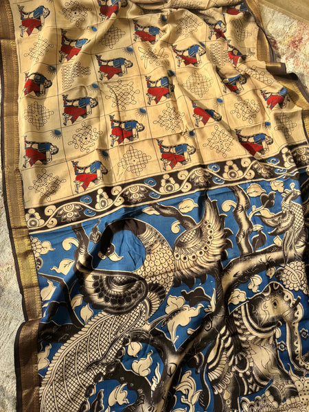 Kalamkari - Printed Bangalore Silk Zari Saree