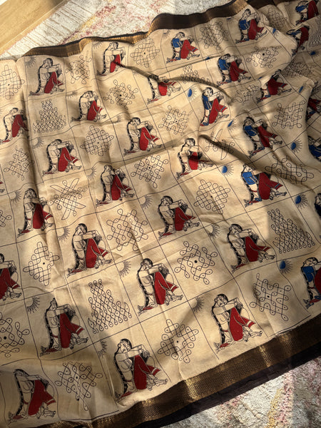 Kalamkari - Printed Bangalore Silk Zari Saree