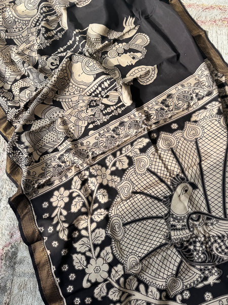 Kalamkari - Printed Bangalore Silk Zari Saree