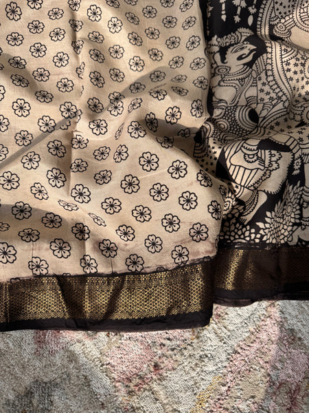 Kalamkari - Printed Bangalore Silk Zari Saree