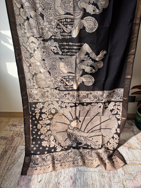 Kalamkari - Printed Bangalore Silk Zari Saree