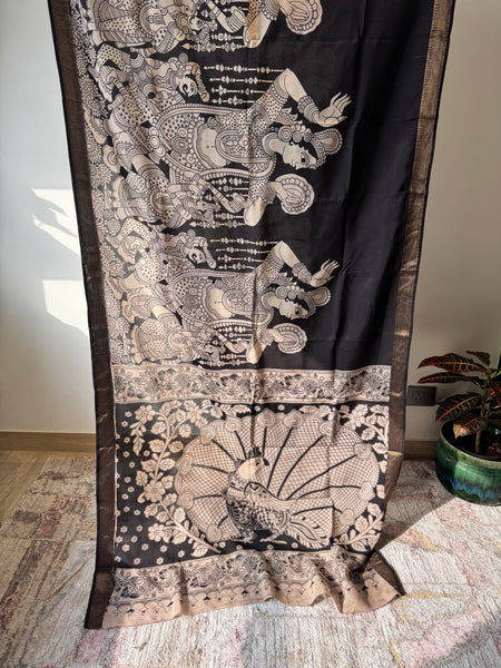 Kalamkari - Printed Bangalore Silk Zari Saree