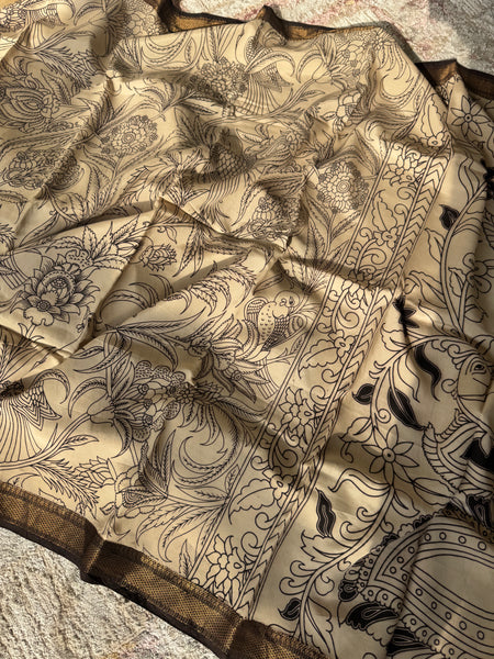 Kalamkari - Printed Bangalore Silk Zari Saree