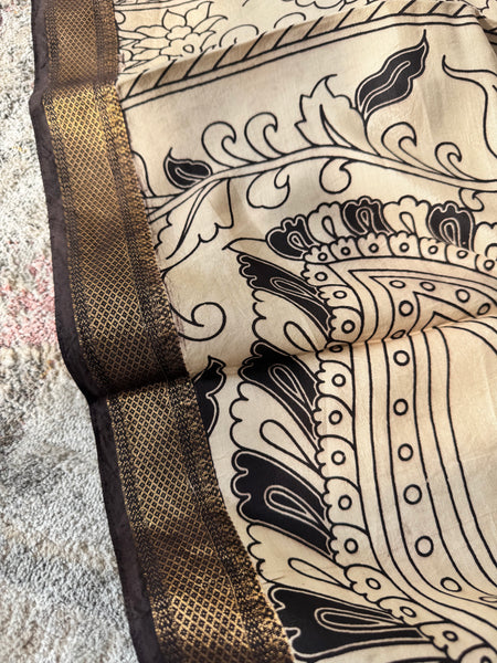 Kalamkari - Printed Bangalore Silk Zari Saree