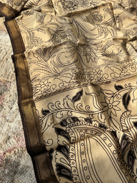 Kalamkari - Printed Bangalore Silk Zari Saree