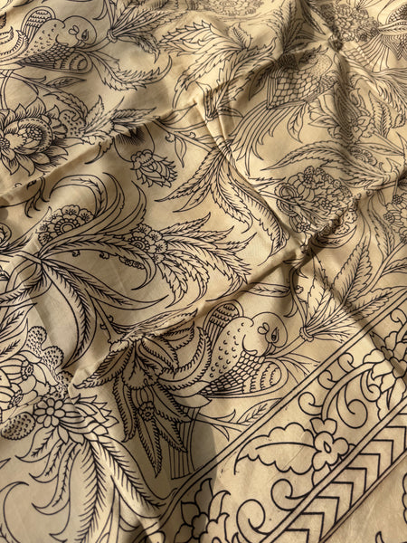 Kalamkari - Printed Bangalore Silk Zari Saree
