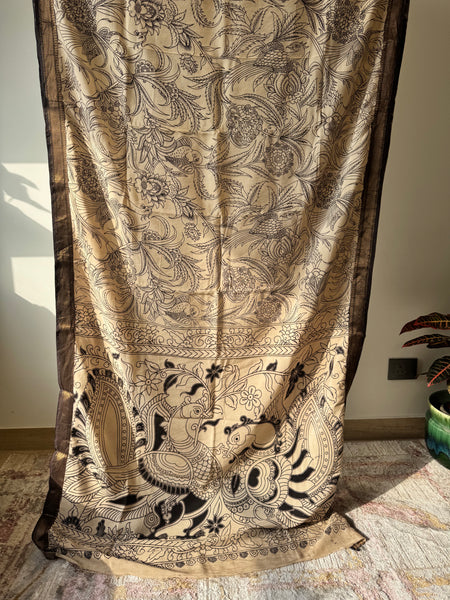 Kalamkari - Printed Bangalore Silk Zari Saree