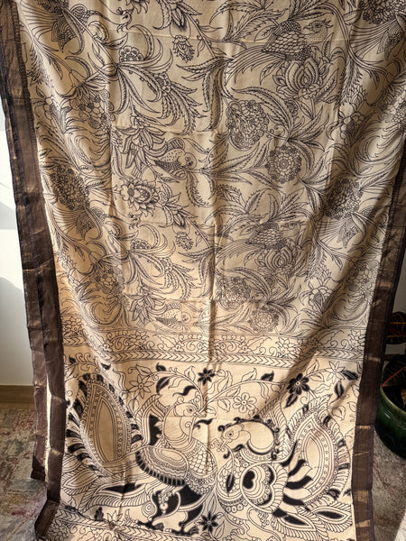 Kalamkari - Printed Bangalore Silk Zari Saree