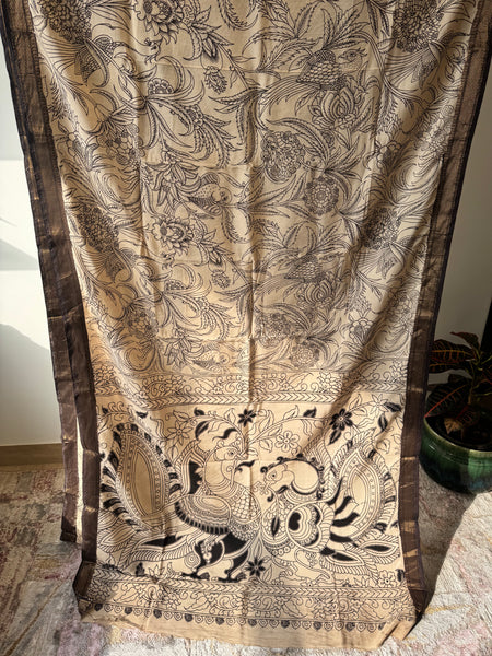 Kalamkari - Printed Bangalore Silk Zari Saree