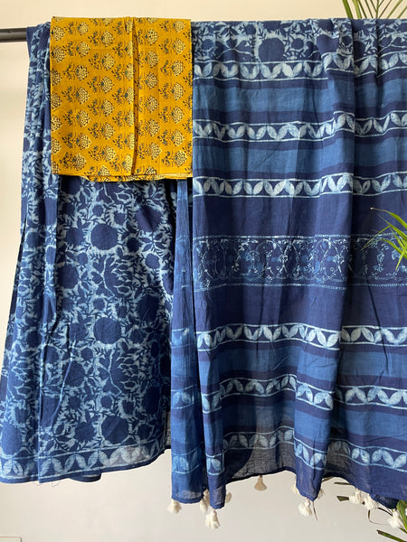 Akola - Mul cotton hand block printed saree