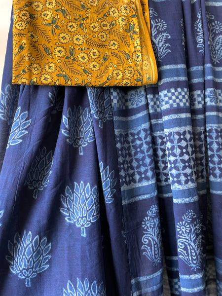 Akola - Mul cotton hand block printed saree