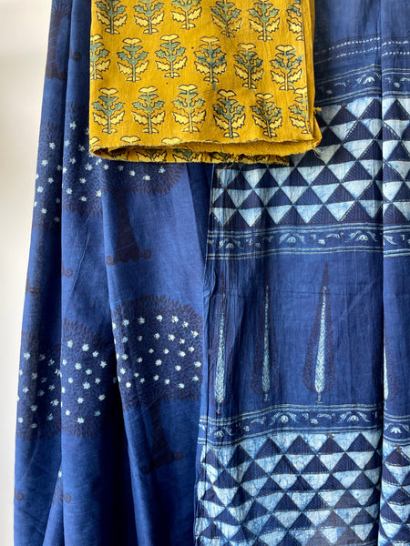 Akola - Mul cotton hand block printed saree