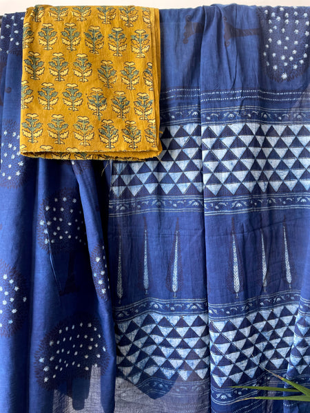 Akola - Mul cotton hand block printed saree