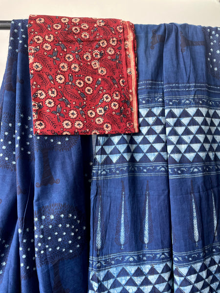 Akola - Mul cotton hand block printed saree