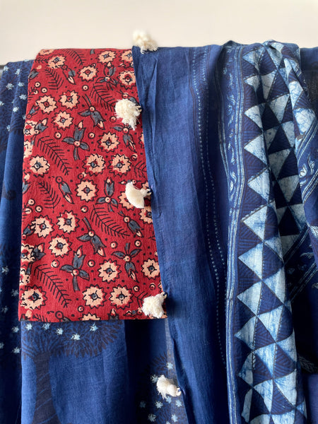 Akola - Mul cotton hand block printed saree