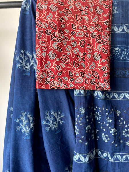 Akola - Mul cotton hand block printed saree