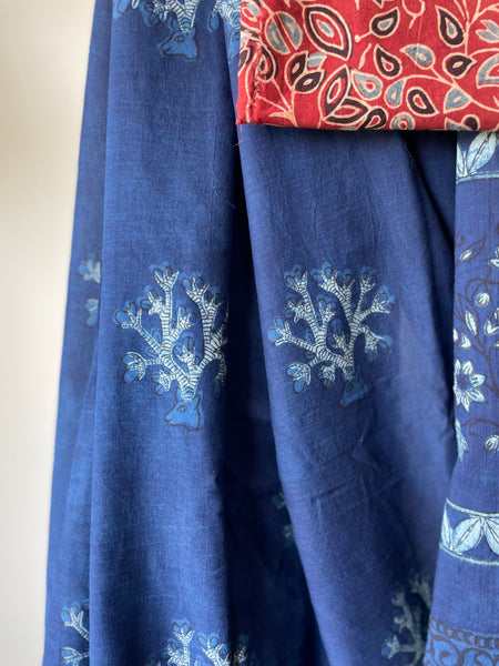 Akola - Mul cotton hand block printed saree
