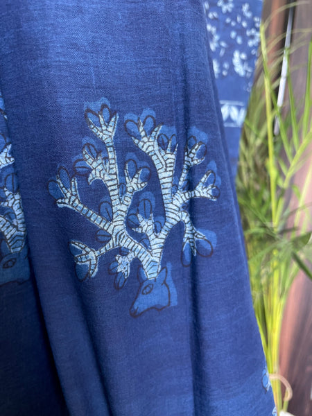 Akola - Mul cotton hand block printed saree