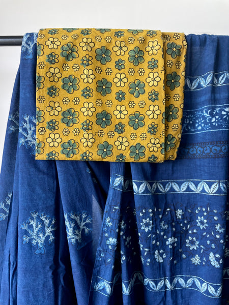 Akola - Mul cotton hand block printed saree