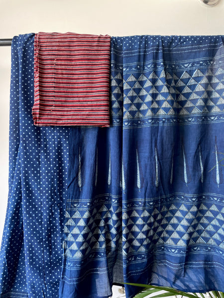 Akola - Mul cotton hand block printed saree