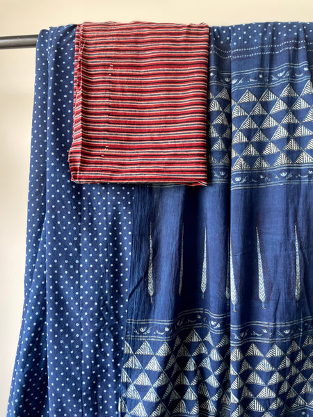 Akola - Mul cotton hand block printed saree