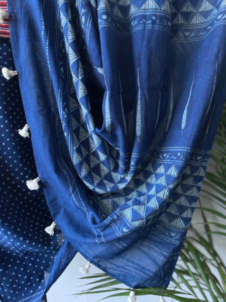 Akola - Mul cotton hand block printed saree