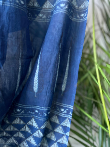 Akola - Mul cotton hand block printed saree