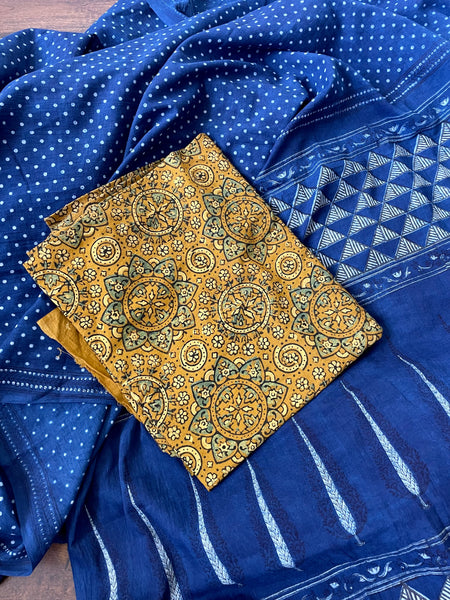 Akola - Mul cotton hand block printed saree