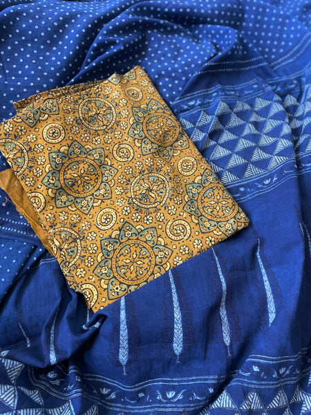 Akola - Mul cotton hand block printed saree
