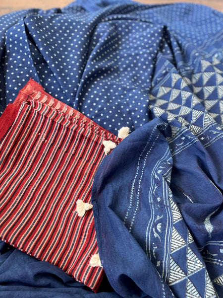 Akola - Mul cotton hand block printed saree