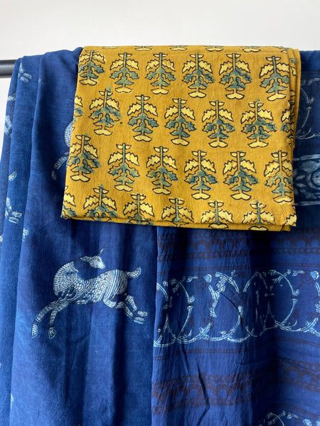 Akola - Mul cotton hand block printed saree