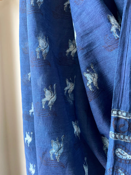 Akola - Mul cotton hand block printed saree