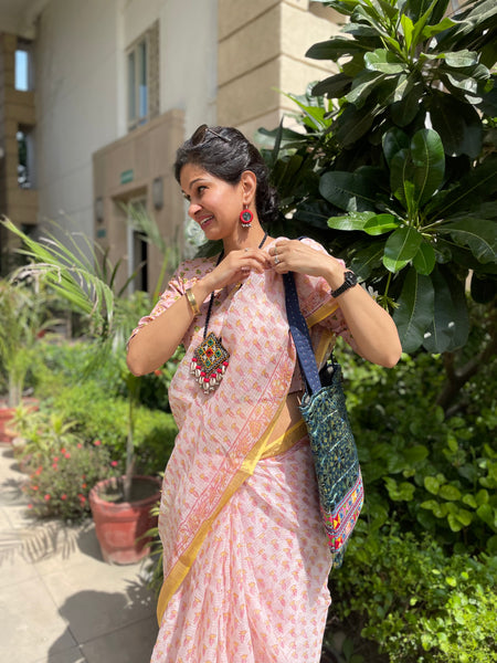 Pastel shade soft kota doria cotton saree with zari border