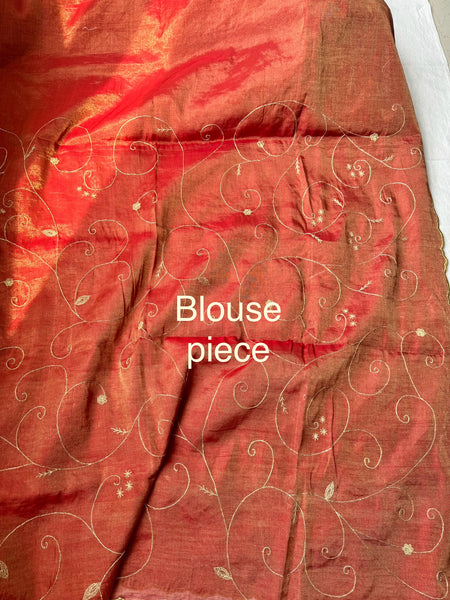 Jaal Embroidery on BP-  Tissue Chanderi Handwoven Saree