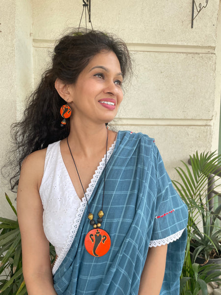Teal grey Soft cotton saree