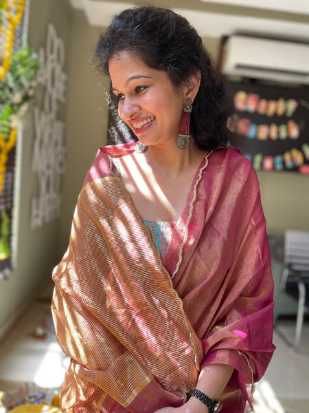 Tissue Chanderi Handwoven Saree