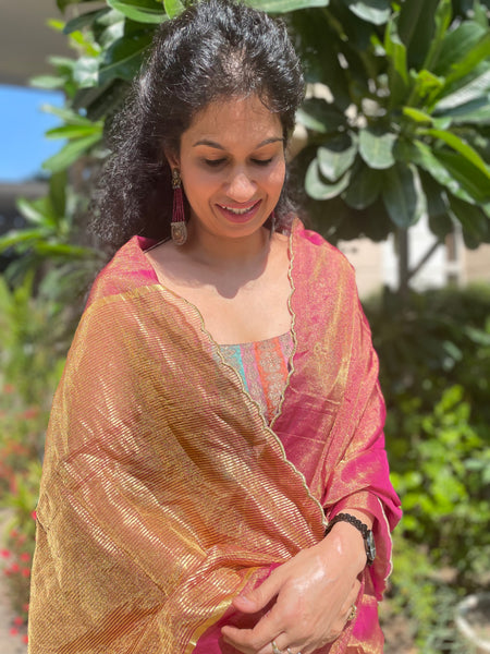 Tissue Chanderi Handwoven Saree