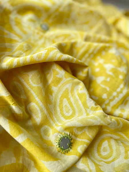 Embroidered Pallu, Mul cotton hand block printed saree