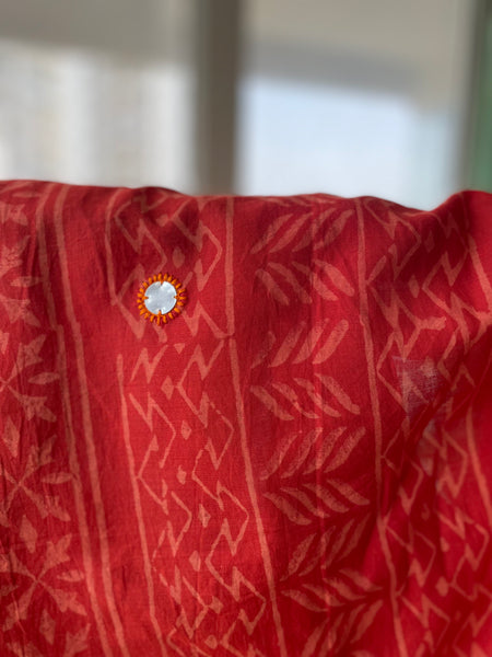 Embroidered Pallu, Mul cotton hand block printed saree