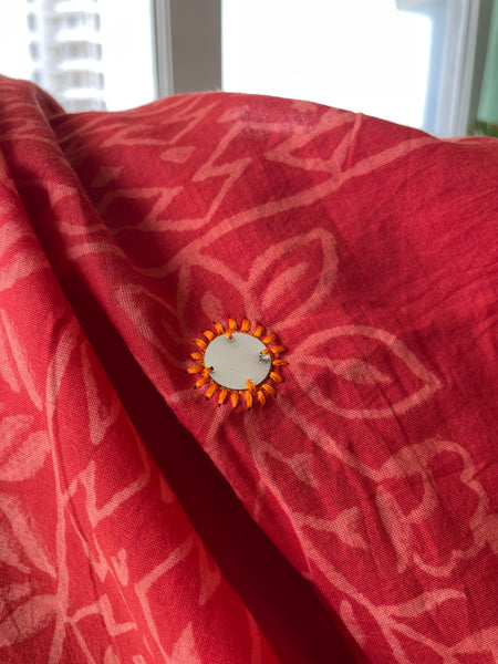 Embroidered Pallu, Mul cotton hand block printed saree