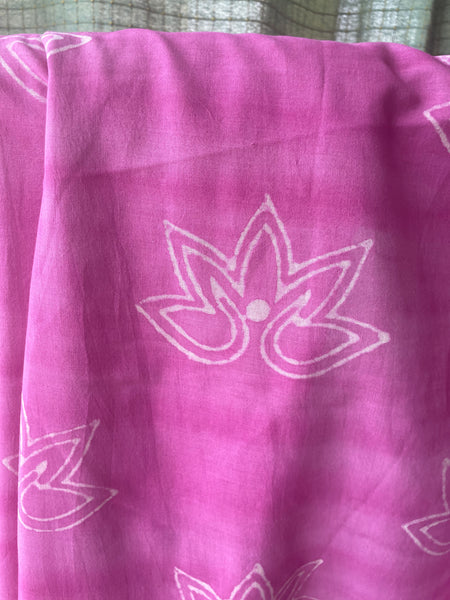 Embroidered Pallu, Mul cotton hand block printed saree