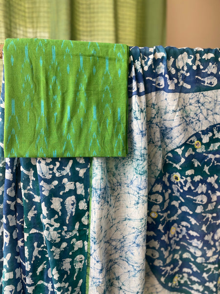Embroidered Pallu, Mul cotton hand block printed saree
