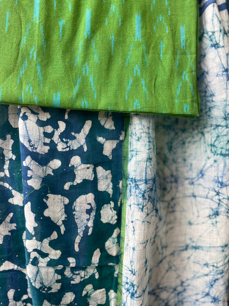 Embroidered Pallu, Mul cotton hand block printed saree